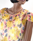 20s Garden Party Dress Vintage Pastel Floral Print Silk Chiffon XS VFG