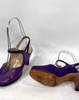 40s Peep Toe Heels Two Tone Purple 50s Ankle Strap Slingback Shoes Thin Platform Vintage Florsheim As Is VFG