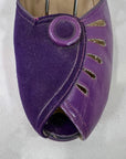 40s Peep Toe Heels Two Tone Purple 50s Ankle Strap Slingback Shoes Thin Platform Vintage Florsheim As Is VFG
