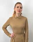 Anne Fogarty 50s 60s Day Dress Camel Knit Designer