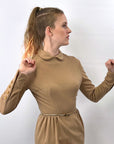 Anne Fogarty 50s 60s Day Dress Camel Knit Designer