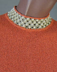 50s Vintage Cocktail Sweater Shell Top Jeweled Trim S/M Modest Pinup VFG