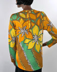 60s Op Art Print Top Women's Vintage Ban-Lon Knit Bold Vibrant Donovan Galvani VFG