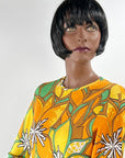 60s Op Art Print Top Women's Vintage Ban-Lon Knit Bold Vibrant Donovan Galvani VFG