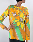 60s Op Art Print Top Women's Vintage Ban-Lon Knit Bold Vibrant Donovan Galvani VFG