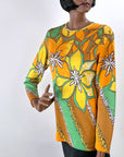 60s Op Art Print Top Women's Vintage Ban-Lon Knit Bold Vibrant Donovan Galvani VFG