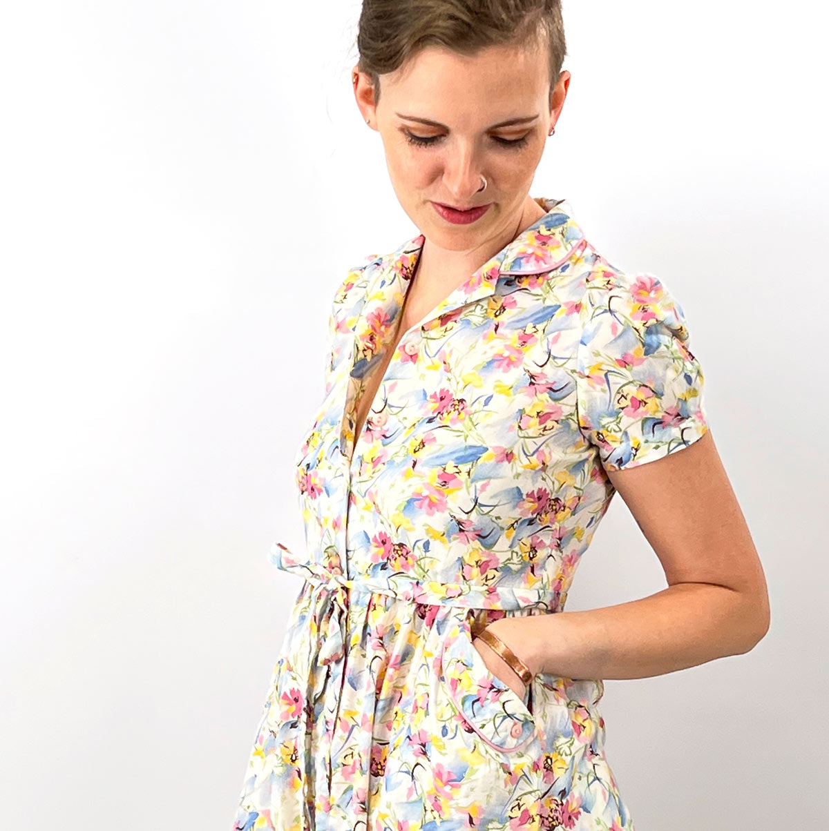 vintage 80s floral dress Girly Print Lolita XS Petite Gamine VFG Isabel White Bustier Sundress Size:AU/UK12 US8 EU40 product_elain-knit-toque Petite Gamin was incorporated