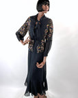 20s Embroidered Dress with Slip Dress Women's Antique M/L VFG