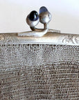 20s Vintage Micro Mesh Chainmail Purse Antique Handbag Faux Sapphire Clasp VFG