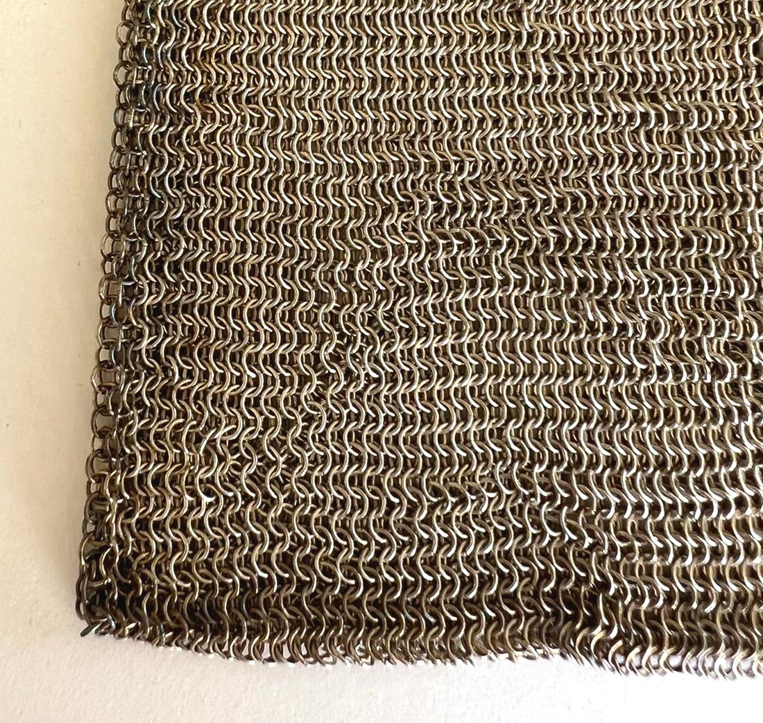 20s Vintage Micro Mesh Chainmail Purse Antique Handbag Faux Sapphire Clasp VFG