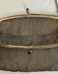 20s Vintage Micro Mesh Chainmail Purse Antique Handbag Faux Sapphire Clasp VFG