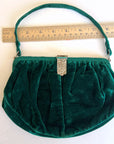 30s Velvet Handbag 20s Purse Art Deco Marcasite Clasp As Is VFG