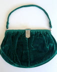 30s Velvet Handbag 20s Purse Art Deco Marcasite Clasp As Is VFG