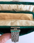 30s Velvet Handbag 20s Purse Art Deco Marcasite Clasp As Is VFG