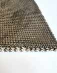 20s Vintage Flat Mesh Purse Antique Handbag Silvery Metal Ball Fringed VFG