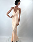 30s Bias Cut Halter Neck Slip Dress As-Is Small Peach VFG