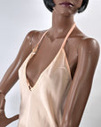 30s Bias Cut Halter Neck Slip Dress As-Is Small Peach VFG