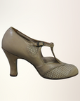 20s Flapper Shoes Vintage Heels Spectator T-Strap Women's VFG Basket Weave 6
