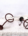 20s 30s Hat Display Stand Vintage Maroon Velvet Flex Spring and Pull Cord VFG, Pair of Two