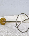 20s Vintage Hat Display Stand 30s Wooden Knob & Chrome Spring Base Yellow Deco VFG