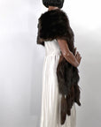 Antique Fur Stole Oversized Shawl 1910s 20s Vintage Tail Fringe Henkel VFG