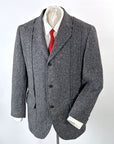 60s Vintage Black Tweed Norfolk Hunting Jacket Classic Country Style Medium Hitchin Post VFG