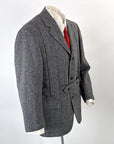 60s Vintage Black Tweed Norfolk Hunting Jacket Classic Country Style Medium Hitchin Post VFG