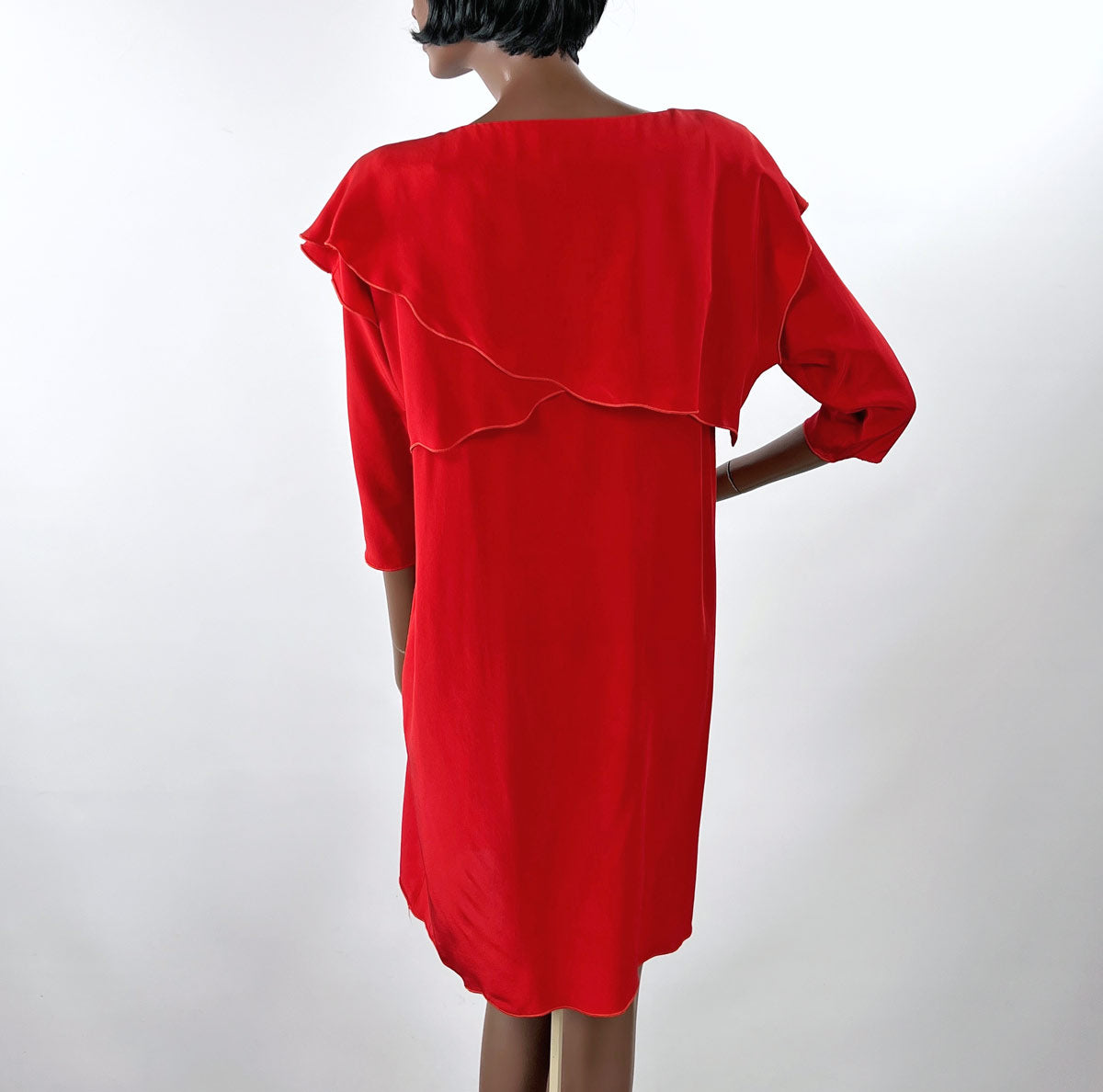 80s red dress 80s 90s Red Dress Shift Tunic Layered Vintage Ms. Holly Harp VFG