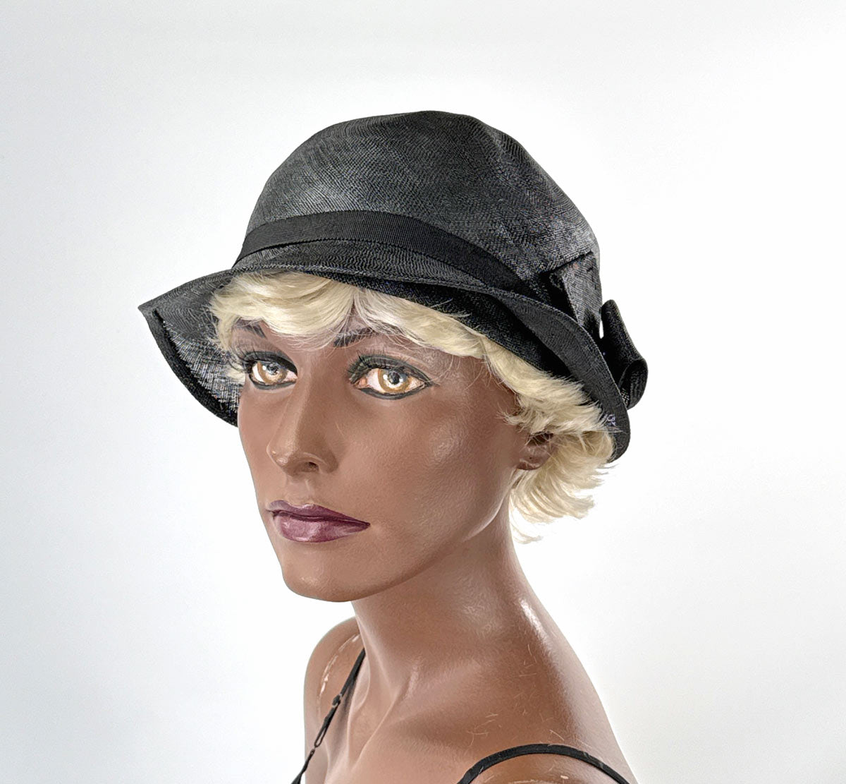 Vintage 20s 30s Cloche Hat Deadstock Brimmed Fine Straw  display picture 2