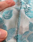 60s Vintage Tiffany Blue Brocade Formal Dress Audrey Evening Gown Small VFG