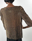 70s Sparkly Striped Lurex Club Wear Top Jackie Oh! VFG