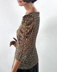 70s Sparkly Striped Lurex Club Wear Top Jackie Oh! VFG