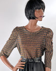 70s Sparkly Striped Lurex Club Wear Top Jackie Oh! VFG