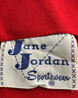 50s Red Gab Sun Dress Women's Deadstock Vintage Medium Jane Jordan VFG