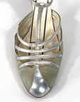 30s Evening Heels 20s T-Strap Flapper Shoes Vintage Silver Trim JoBo VFG