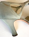 30s Evening Heels 20s T-Strap Flapper Shoes Vintage Silver Trim JoBo VFG