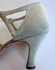 30s Evening Heels 20s T-Strap Flapper Shoes Vintage Silver Trim JoBo VFG