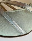 30s Evening Heels 20s T-Strap Flapper Shoes Vintage Silver Trim JoBo VFG