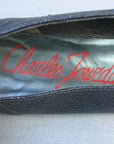 Vintage 80s Charles Jourdan Heels Wedge Sculptural Shoes Stingray Leather 7.5 VFG