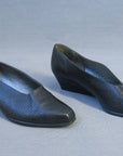 Vintage 80s Charles Jourdan Heels Wedge Sculptural Shoes Stingray Leather 7.5 VFG