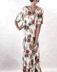 80s 90s Vintage Floral Print Dress Women's Romantic Grunge Large VFG Karen Kane