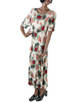 80s 90s Vintage Floral Print Dress Women's Romantic Grunge Large VFG Karen Kane