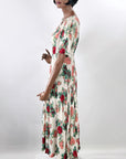 80s 90s Vintage Floral Print Dress Women's Romantic Grunge Large VFG Karen Kane