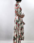 80s 90s Vintage Floral Print Dress Women's Romantic Grunge Large VFG Karen Kane
