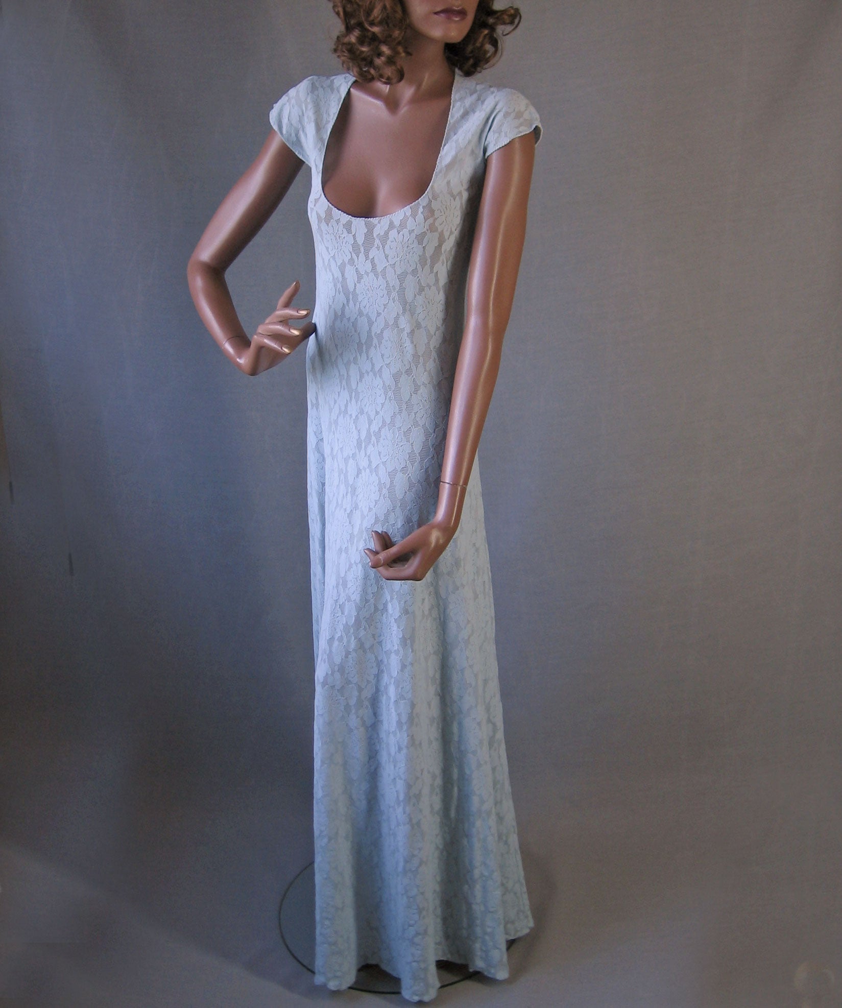 Women's John Kloss Night Gown 70s Cira Vintage Sheer Stretch Lace Medium VFG Lingerie