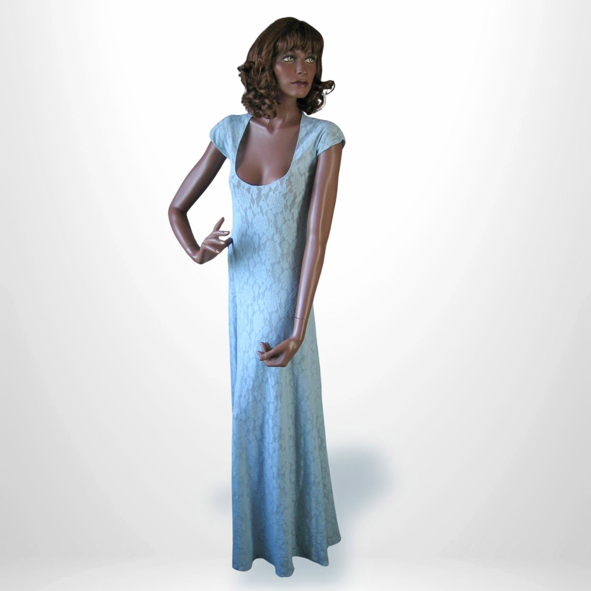 John Kloss Night Gown 70s Cira Vintage Sheer Stretch Lace Medium VFG Lingerie