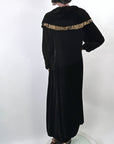 20s Vintage Evening Coat Silk Velvet Gold Lame Trim Dramatic Cocoon VFG