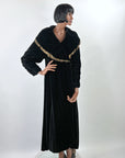 20s Vintage Evening Coat Silk Velvet Gold Lame Trim Dramatic Cocoon VFG