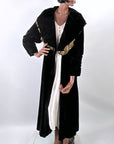20s Vintage Evening Coat Silk Velvet Gold Lame Trim Dramatic Cocoon VFG