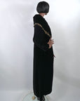 20s Vintage Evening Coat Silk Velvet Gold Lame Trim Dramatic Cocoon VFG